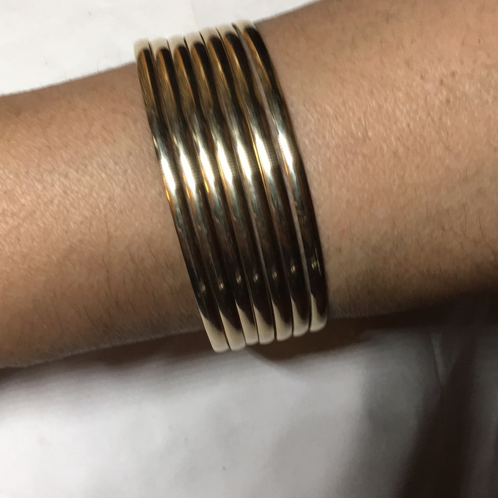 New 14k Solid Gold 7 Bangle Bracelets - image 2